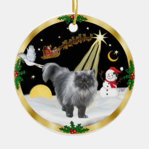 Nachtflug (GW) - Persische Katze (blauer Rauch) Keramik Ornament