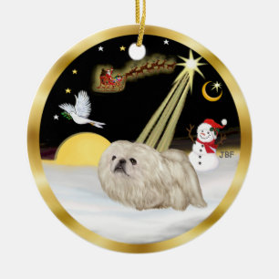 Nachtflug - Weißer Pekinese Keramikornament