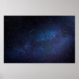 Nachtfoto der Galaxie Milchstraße in Navyblau Poster