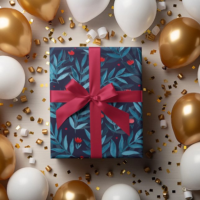 Nachtgarten mit Aquarellfarben - Türkis, Blau und  Geschenkpapier Set (Von Creator hochgeladen)