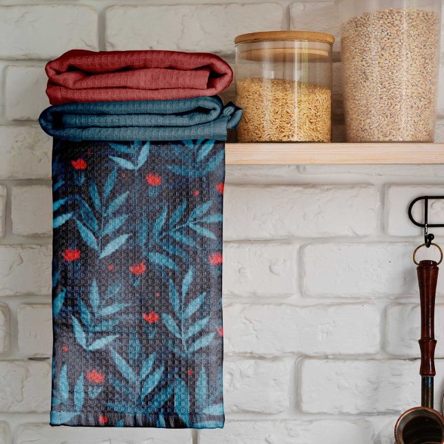 Nachtgarten mit Aquarellfarben - Türkis, Blau und  Geschirrtuch (Von Creator hochgeladen)