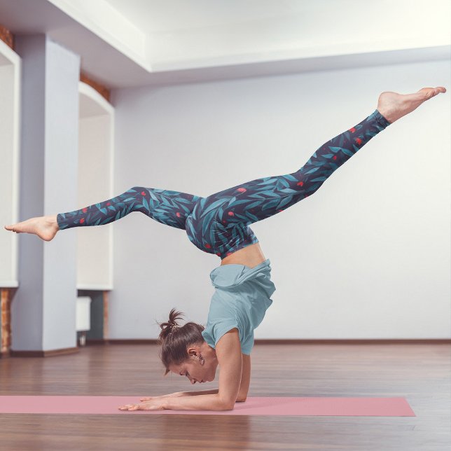 Nachtgarten mit Aquarellfarben - Türkis, Blau und  Leggings (Von Creator hochgeladen)
