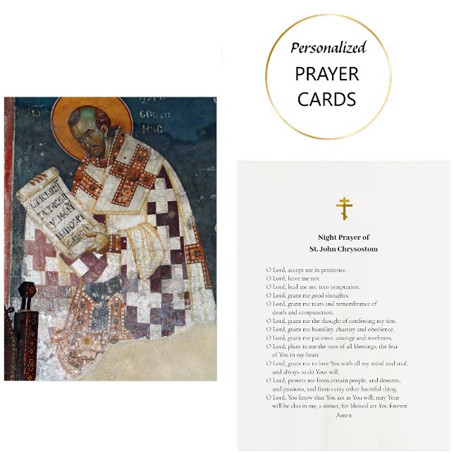 Nachtgebet von St. John Chrysostom Prayer Card Platzkarte (Von Creator hochgeladen)