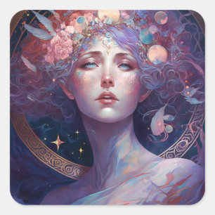 Nachtgoddess Queen Fantasy Art Square Sticker