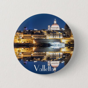 Nachthafen der Altstadt von Valletta Button