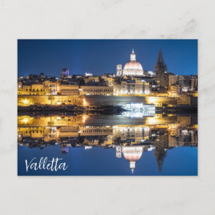 Nachthafen der Altstadt von Valletta Postkarte
