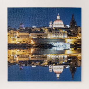 Nachthafen der Altstadt von Valletta Puzzle