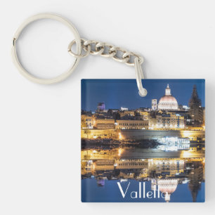 Nachthafen der Altstadt von Valletta Schlüsselanhänger