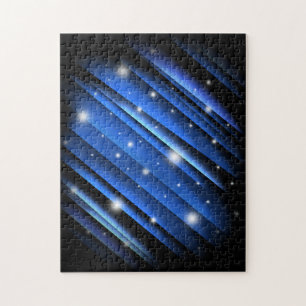 Nachthimmel - abstraktes blaues gestreiftes Muster Puzzle