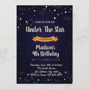 Nachthimmel-Geburtstags-Party Einladung