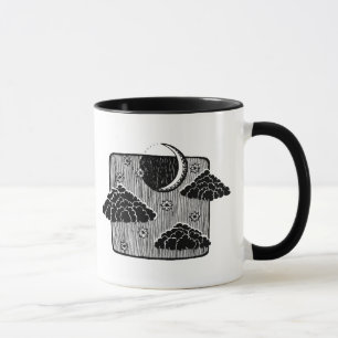 Nachthimmel Halbmond Wolken Handgezeichnete Illust Tasse