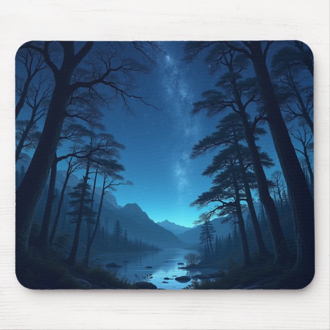 Nachthimmel im Wald Mousepad (Vorne)