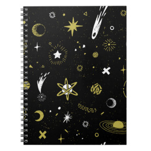 Nachthimmel: kosmisches nahtloses Muster. Notizblock