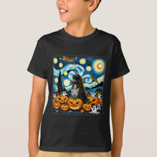 Nachthimmel Kunst Neufundländer Hund Halloween T-Shirt