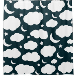 Nachthimmel mit Mond und Sternen Duschvorhang