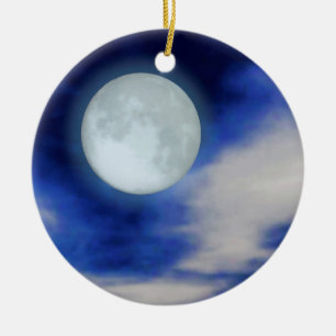 Nachthimmel mit Mond und Wolken Keramik Ornament