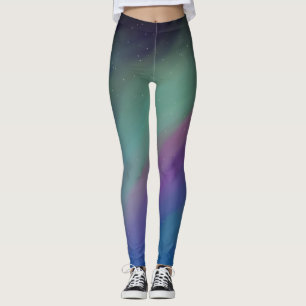 Nachthimmel Nordlichter Grün Lila Blau Leggings