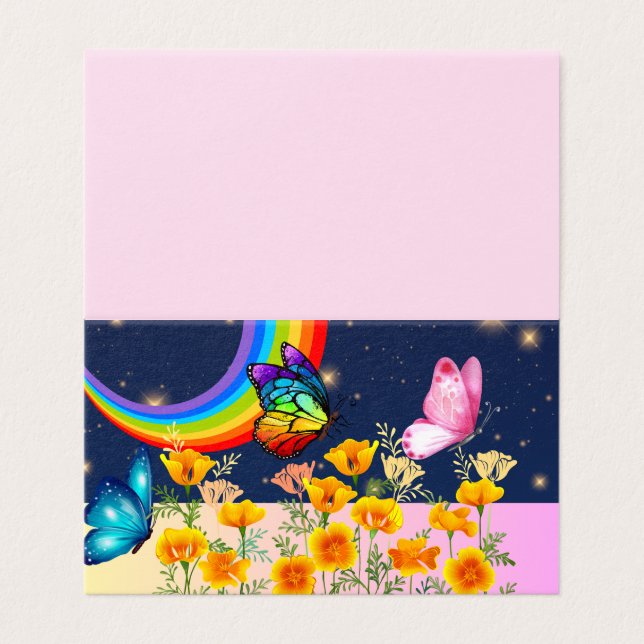 Nachthimmel, Regenbogen, Schmetterlinge und Blume (Außenseite Aufgefaltet)
