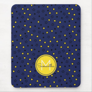 Nachthimmel Süße Sterne auf Marineblau Muster Mono Mousepad
