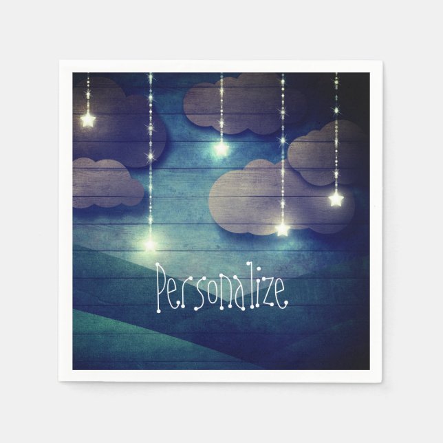 Nachthimmel Traum leuchten hängenden Stern rustika Serviette (Vorderseite)