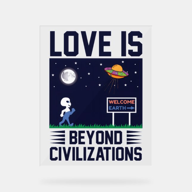 Nachthimmel und Weltraum mit Alien und Raumsonde Acrylschild (Vorderseite)