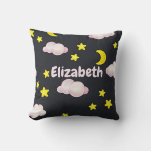 Nachthimmel Wolken und Sterne Monogramm Kissenbezu Kissen
