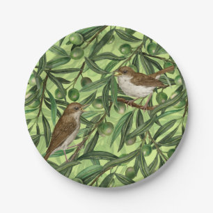 Nachtigales im Olivenbaum 2 Pappteller