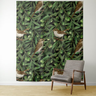 Nachtigales im Olivenbaum 3 Wandteppich