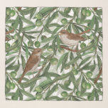 Nachtigales im Olivenbaum Schal<br><div class="desc">Handgemalte Aquarellmuster mit 2 Nachtigalen, die auf Olivenzweigen stehen</div>