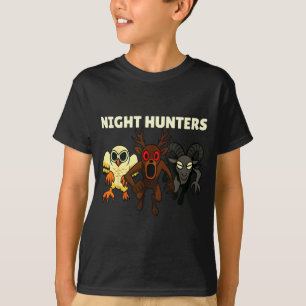 Nachtjäger. 99 Nächte Eule Reh rammt in den T-Shirt