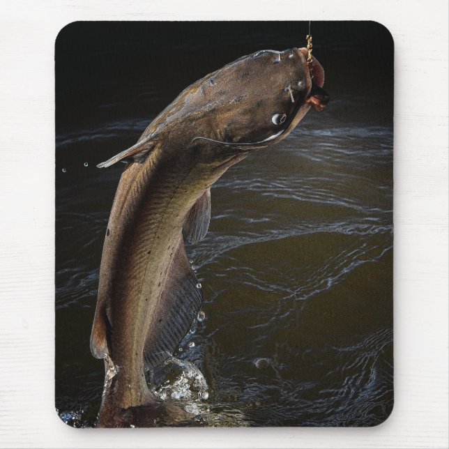 Nachtkanal-Wels-Fischen Mousepad (Vorne)