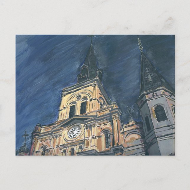 Nachtkathedrale, französisches Viertel Postkarte (Vorderseite)