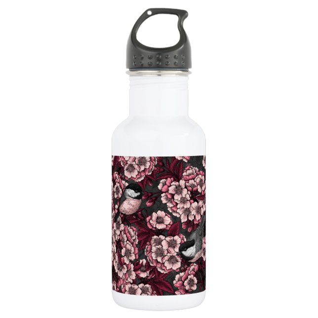 Nachtkirschgarten Edelstahlflasche (Vorderseite)