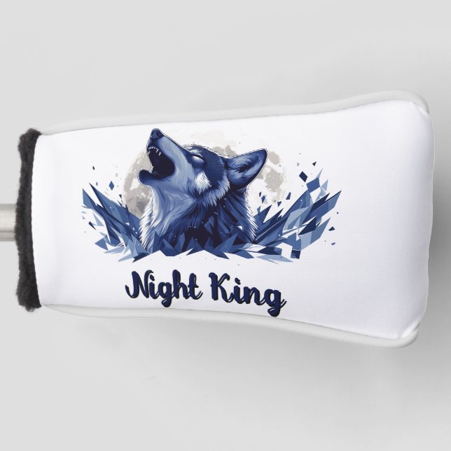 Nachtkönig - Howling Wolf mit Mond Golf Headcover (Vorderseite)