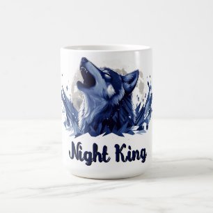 Nachtkönig - Howling Wolf mit Mond Kaffeetasse