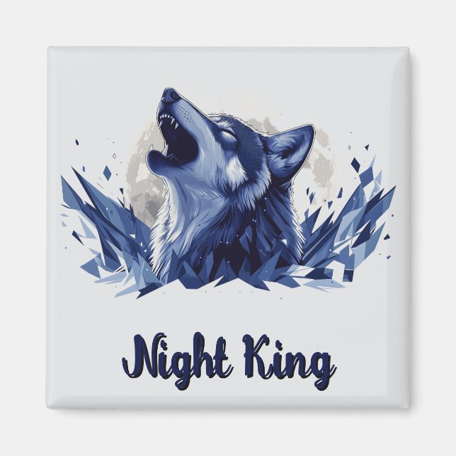 Nachtkönig - Howling Wolf mit Mond Magnet (Vorne)