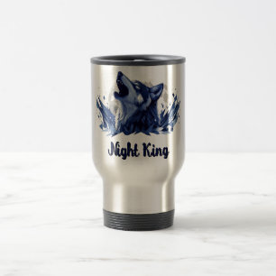 Nachtkönig - Howling Wolf mit Mond Reisebecher