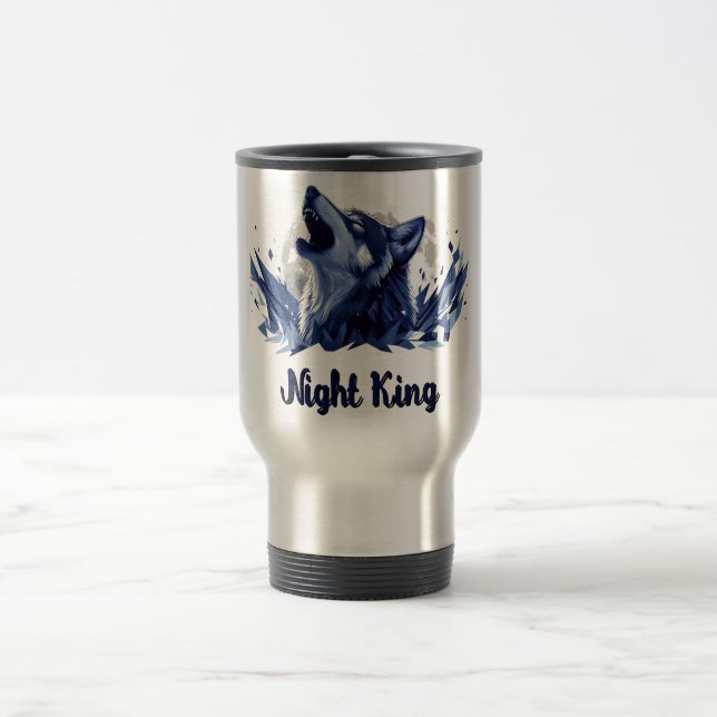 Nachtkönig - Howling Wolf mit Mond Reisebecher (Mittel)