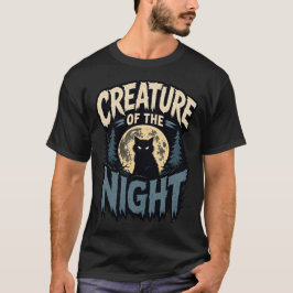 Nachtkreatur Gruselige schwarze Katze T-Shirt