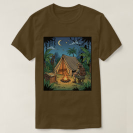 Nachtlagerfeuer unter Sternen Abenteuer T-Shirt