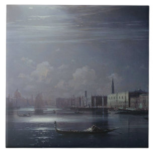 Nachtlandschaft in Venedig (italienische Stadt) Fliese