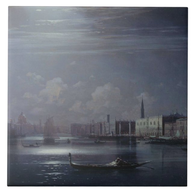 Nachtlandschaft in Venedig (italienische Stadt) Fliese (Vorderseite)