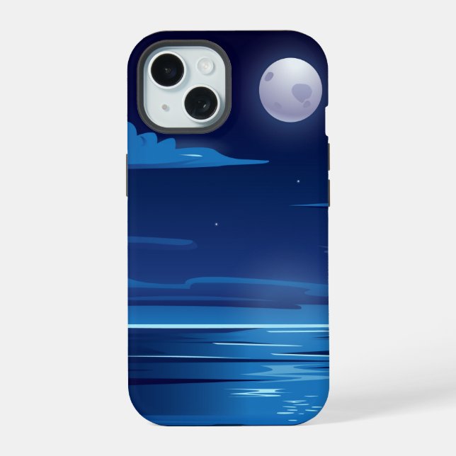 Nachtlandschaft mit Meer iPhone 15 Hülle (Rückseite)