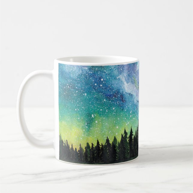 Nachtlandschaft Wasserfarbe, Milchstraße Kaffeetasse (Links)