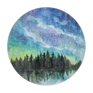 Nachtlandschaft Wasserfarbe, Milchstraße Schneidebrett