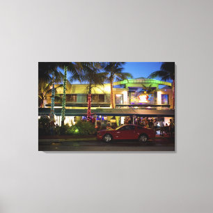 Nachtleben am Ocean Drive, South Beach, Miami Leinwanddruck
