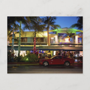 Nachtleben am Ocean Drive, South Beach, Miami Postkarte