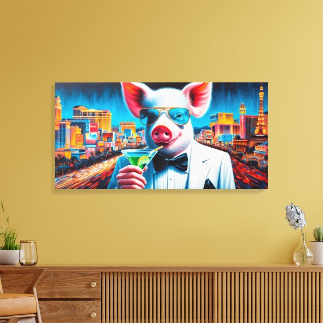NACHTLEBEN VON SCHWEIN VEGAS 2 LEINWANDDRUCK (Insitu (Wohnzimmer))