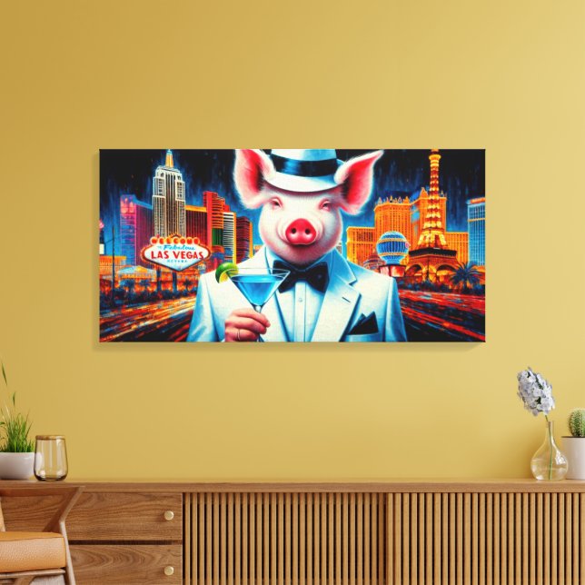 NACHTLEBEN VON SCHWEINEN VEGAS LEINWANDDRUCK (Insitu (Wohnzimmer))