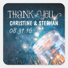 Nachtleuchten, die auf Glas Hochzeitsaufklebern Quadratischer Aufkleber